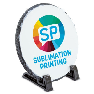 Placa porta fotos de pizarra redonda 2