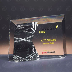 Trofeo placa de metacrilato trapezoidal biselada 2