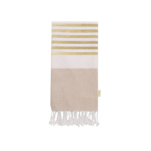 Toalla pareo de algodón reciclado a rayas doradas 2