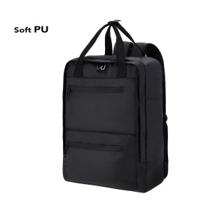 Mochila de PU resistente con asas dobles y compartimento para portátil 15” 2