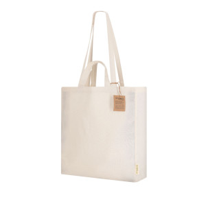 Bolsa de algodón reciclado con fuelle y doble asa 2
