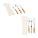 Juego de cubiertos de acero inox con mangos de madera
