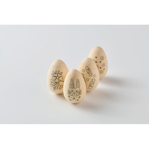 Set de 4 huevos de pascua de madera para colorear