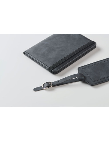 Set de porta pasaporte e identificador de maleta de PU