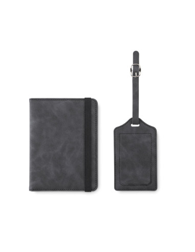 Set de porta pasaporte e identificador de maleta de PU
