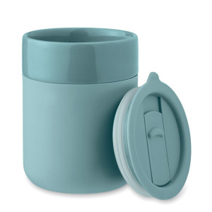 Vaso de cerámica con funda de silicona y tapa 330ml