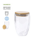 Vaso térmico de cristal de borosilicato de doble pared con tapa 350ml