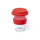 Vaso de cristal con tapa y banda de silicona 350ml