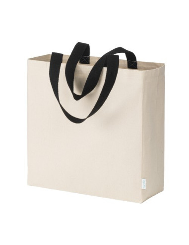 Bolsa shopper XL de algodón reciclado 280g con asas de colores