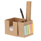 Portanotas de cartón reciclado con lapicero y mini notas adhesivas