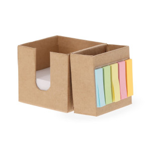 Portanotas de cartón reciclado con lapicero y mini notas adhesivas 2