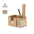 Portanotas de cartón reciclado con lapicero y mini notas adhesivas