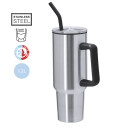 Taza térmica 1,2L de acero inox de doble pared con tapa y pajita
