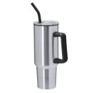 Taza térmica 1,2L de acero inox de doble pared con tapa y pajita