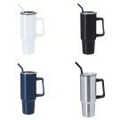 Taza térmica 1,2L de acero inox de doble pared con tapa y pajita