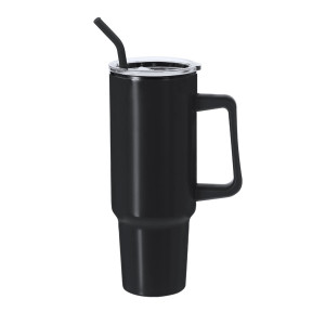 Taza térmica 1,2L de acero inox de doble pared con tapa y pajita 2