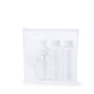 Set de neceser de viaje transparente y 5 botes rellenables