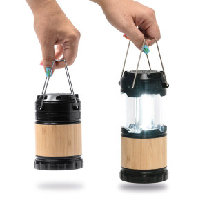 Altavoz inalámbrico de bambú con lámpara 2