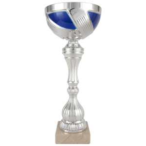 Copa deportiva alta con cinta azul