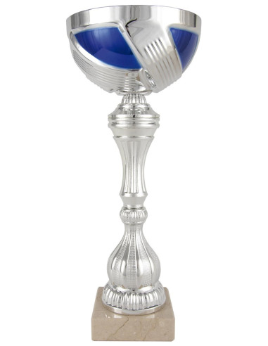 Copa deportiva alta con cinta azul