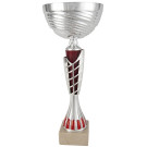 Copa deportiva con centro rojo y jaula metálica