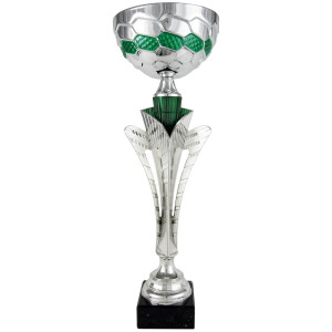 Copa deportiva con columna y cono verde