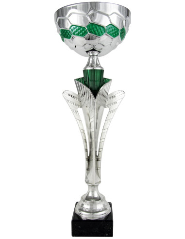 Copa deportiva con columna y cono verde