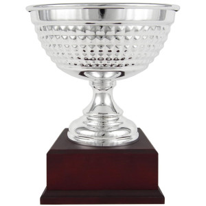 Copa deportiva ensaladera perlas con base de madera
