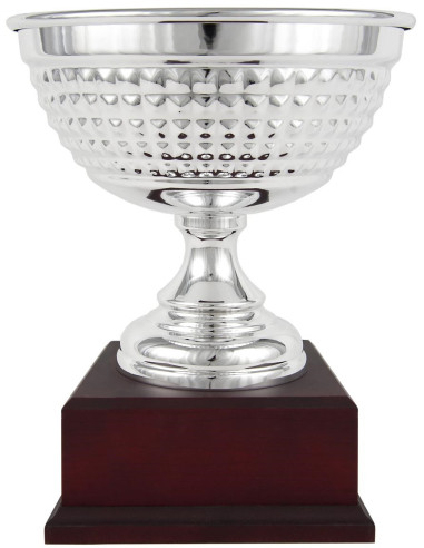 Copa deportiva ensaladera perlas con base de madera