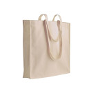 Bolsa de algodón color natural 220gr con fuelle y asas largas