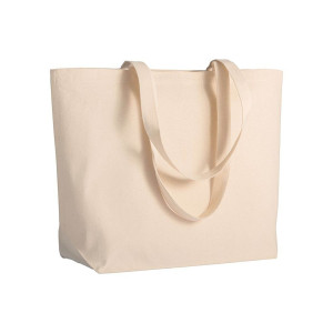 Bolsa de algodón XL color natural de 280 gr con asas largas y fuelle