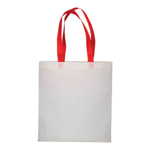 Bolsa de non woven blanca con asas de colores y fuelle 2