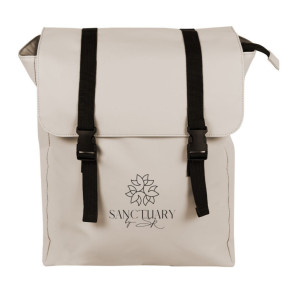 Mochila de PU con solapa y doble cierre con hebilla de plástico