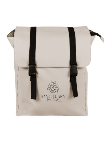 Mochila de PU con solapa y doble cierre con hebilla de plástico