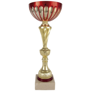 Copa deportiva gerano rojo y oro