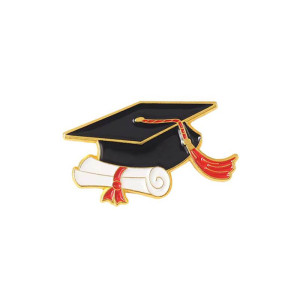 Pin de graduación birrete y diploma