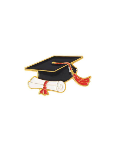Pin de graduación birrete y diploma