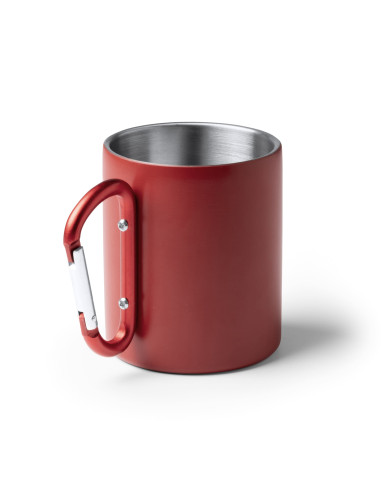 Taza metálica doble pared de colores con mosquetón
