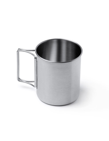 Taza de camping metálica con asas plegables