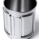 Taza de camping metálica con asas plegables