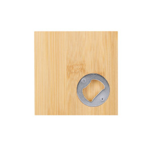 Posavasos cuadrado de bambú con abridor 2