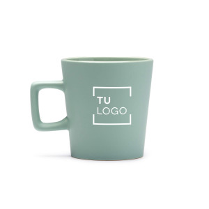 Taza de cerámica acabado mate y asa cuadrada 300ml