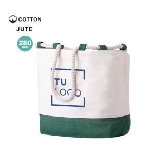 Bolsa de algodón y yute con asas de cuerda