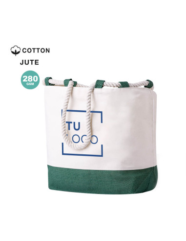 Bolsa de algodón y yute con asas de cuerda