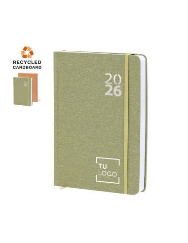 Agenda diaria A5 de cartón reciclado con distintivo Eco