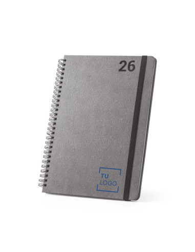 Agenda semanal B5 de cuero reciclado con anillas