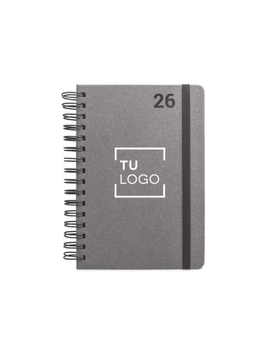 Agenda diaria A5 de cuero con anillas