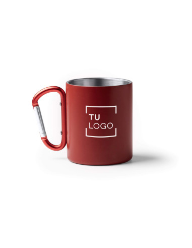 Taza metálica doble pared de colores con mosquetón