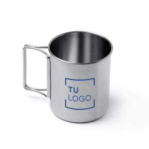 Taza de camping metálica con asas plegables