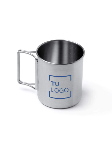 Taza de camping metálica con asas plegables